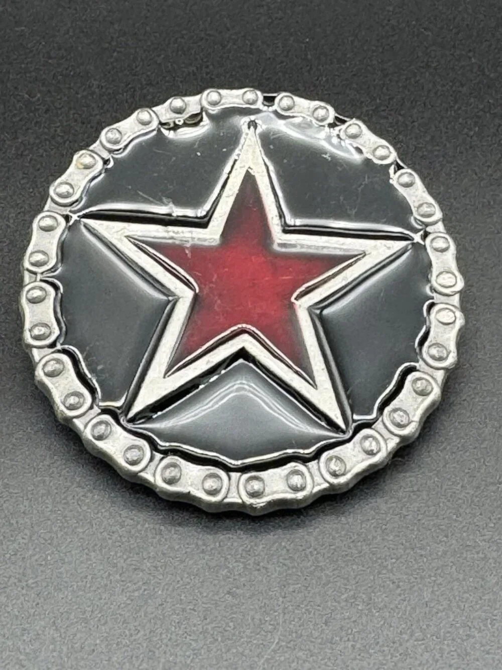 Rock Star Belt Buckle Black and Silver Tone